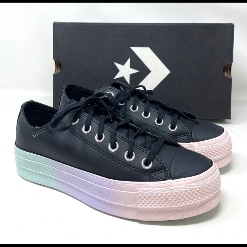 CONVERSE CTAS LIFT LEATHER PLATFORM BLACK POLAR W